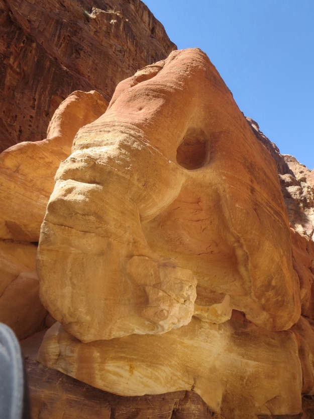 Rock carving in the siq - from the front it looks like the head of an elephant