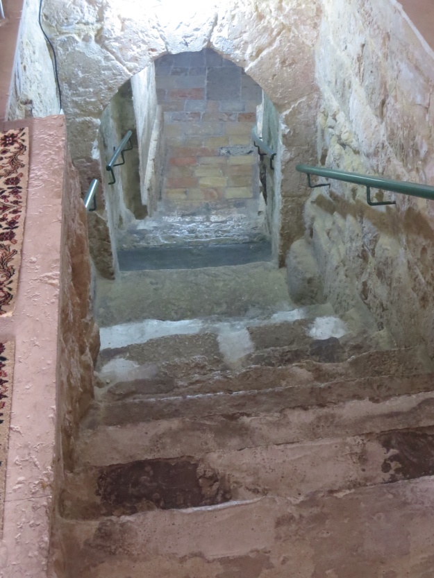 Steps leading down to the tomb of Rabia al-Adawiyya (?) near the Chapel of the Ascension on the Mount of Olives